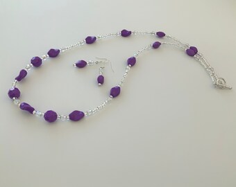 Bright Purple Necklace and Earrings