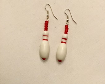 Bowling pin bead earrings