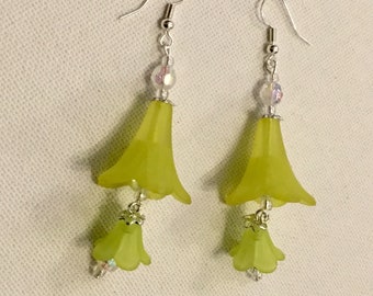 Bright lime/yellow Flower Earrings