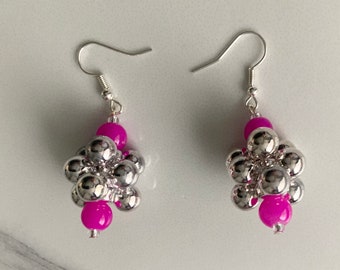 Pink and silver Earrings