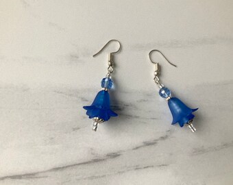Blue Flower Dangle Earrings