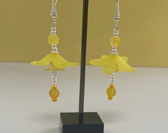 Yellow Flower Dangle Earrings
