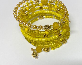 Yellow Beaded Memory Bracelet
