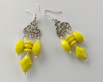 Bright Yellow Dangly Earrings