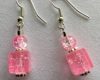 Pink beaded earrings