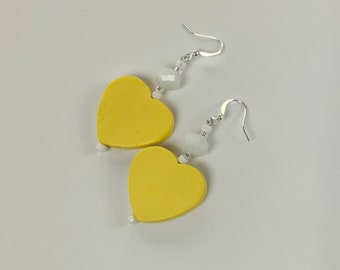 Bright Yellow Heart Earrings