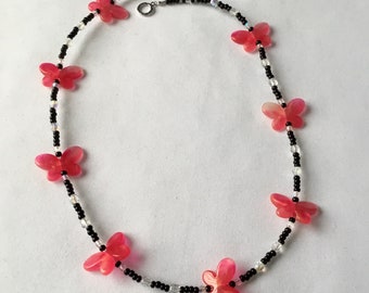 Bright butterfly beaded necklace