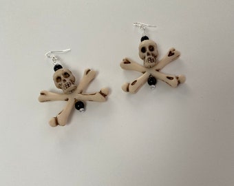 Skull and Crossbones Dangle Earrings