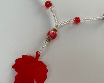 Red Leaf Pendant Necklace