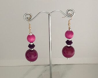 Pretty Purple Bead Dangly Earrings