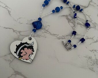 Large Betty Boop Heart Pendant Necklace