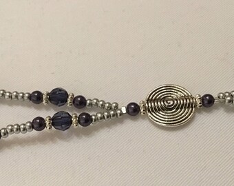 Grey black beaded necklace