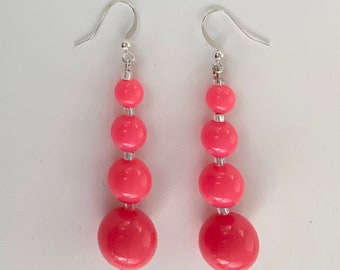 Long Pink Dangly Earrings