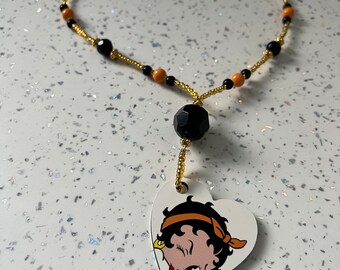 Large Betty Boop Heart Shaped Pendant