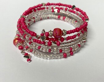 Bright Pink Memory Wire Bracelet