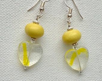 Yellow Heart Earrings