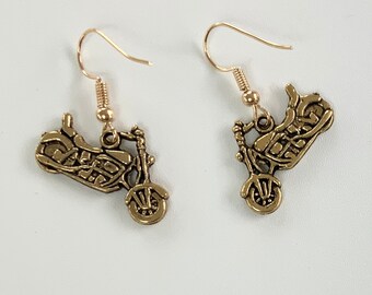 Gold Plated Motorbike Charm Earrings