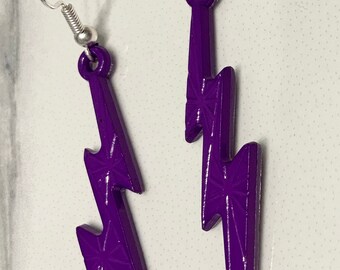 Purple Lightening Bolt Earrings
