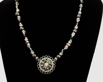 Sparkling grey beaded necklace
