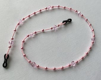 Pink pearl beaded glasses chain