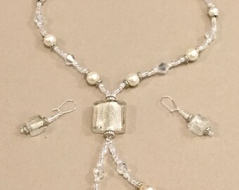 Crystal Bead Classy Necklace And Earrings