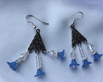 Blue flower earrings