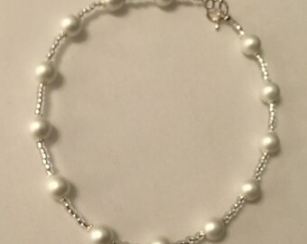 White beaded choker necklace