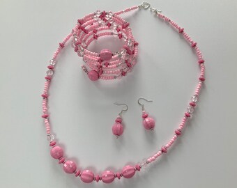 Pretty Pink Necklace, Bracelet and Earring Set