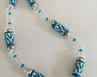 Blue Tube choker necklace
