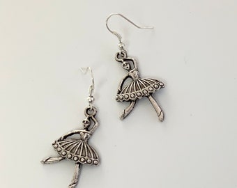 Silver Ballerina Charm Earrings