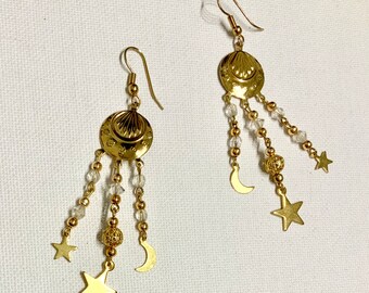 Moon & Stars Dangling Earrings