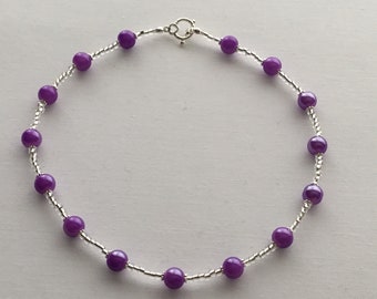 Shiny bright purple choker necklace