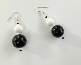 Black and White Dangle Earrings
