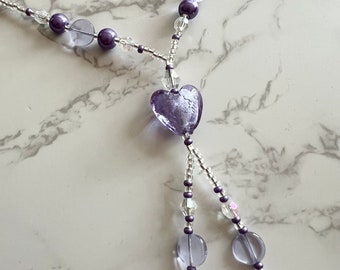 Purple Heart Bead Necklace