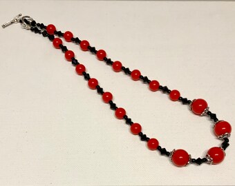 Red & Black  beaded Necklace