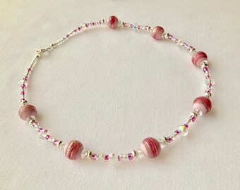 Pretty Pink Glass Bead Necklace