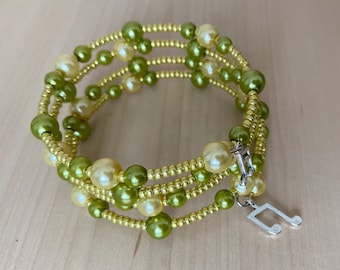 Gold and Lime Memory Bracelet
