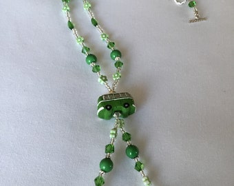 Green campervan beaded necklace