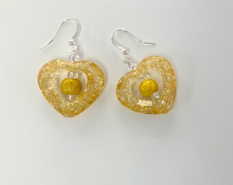 Chunky Yellow Heart Earrings