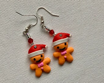 Christmas Gingerbread Men Dangly Earrings