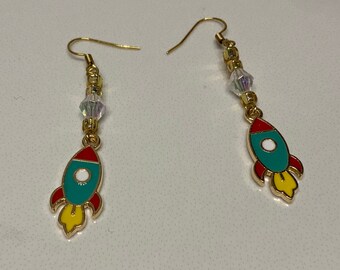 Dangly Rocket Charm Earrings