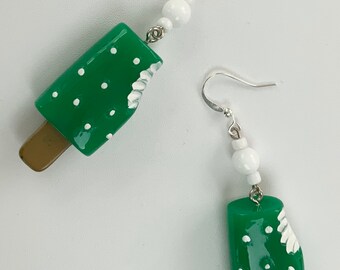 Chunky Green Lollypop Earrings