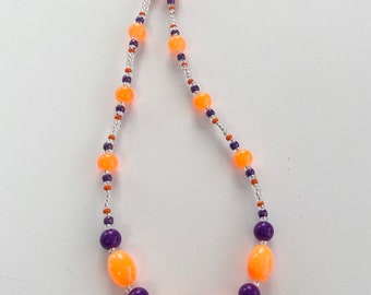 Orange and Purple Bead Necklace