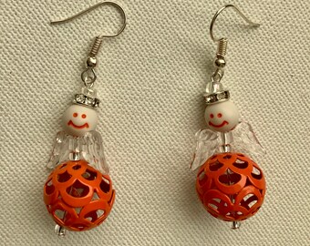 Bright Orange Christmas Fairy Earrings
