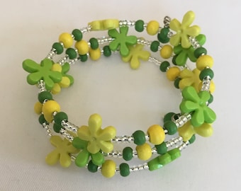 Yellow and Green Flower memory bracelat