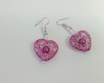 Chunky Heart Dangle Earrings