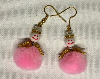 Pink Fluffy Fairy Earrings