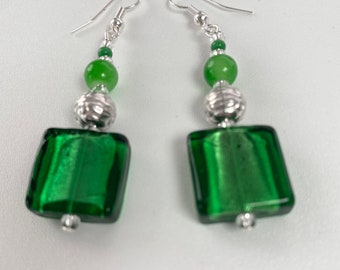 Bright Green Dangle Earrings