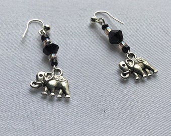 Silver elephant dangle earrings