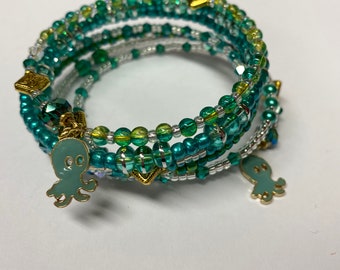 Octopus Charm Beaded Memory Bracelet